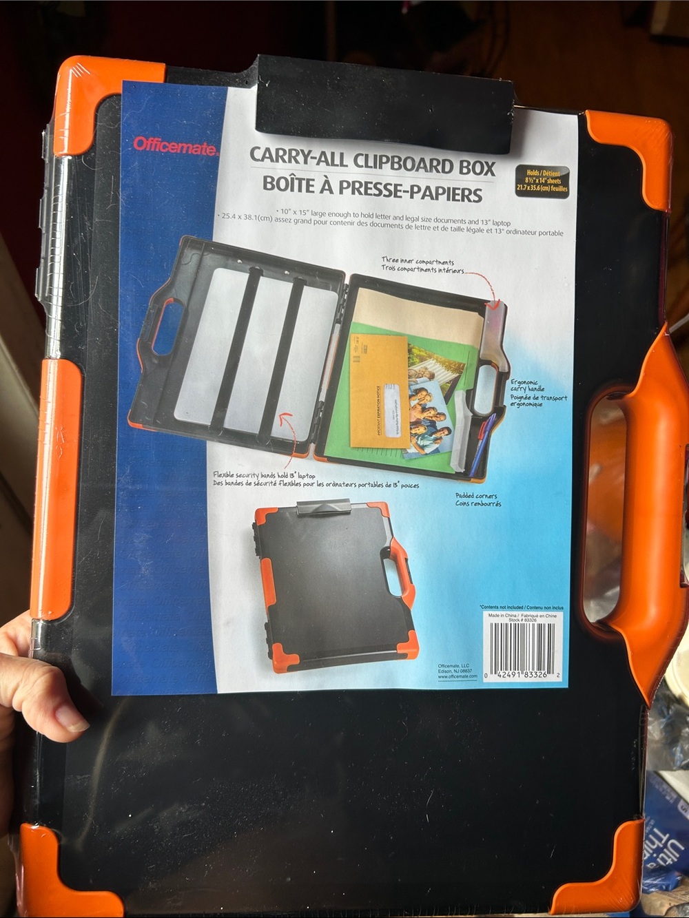 Orange & Black Carry-All Clipboard Box with Handle